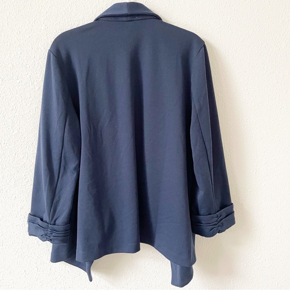 Skies Are Blue Ruched Sleeve Rib Knit Blazer Navy Size XL - Picture 3 of 10